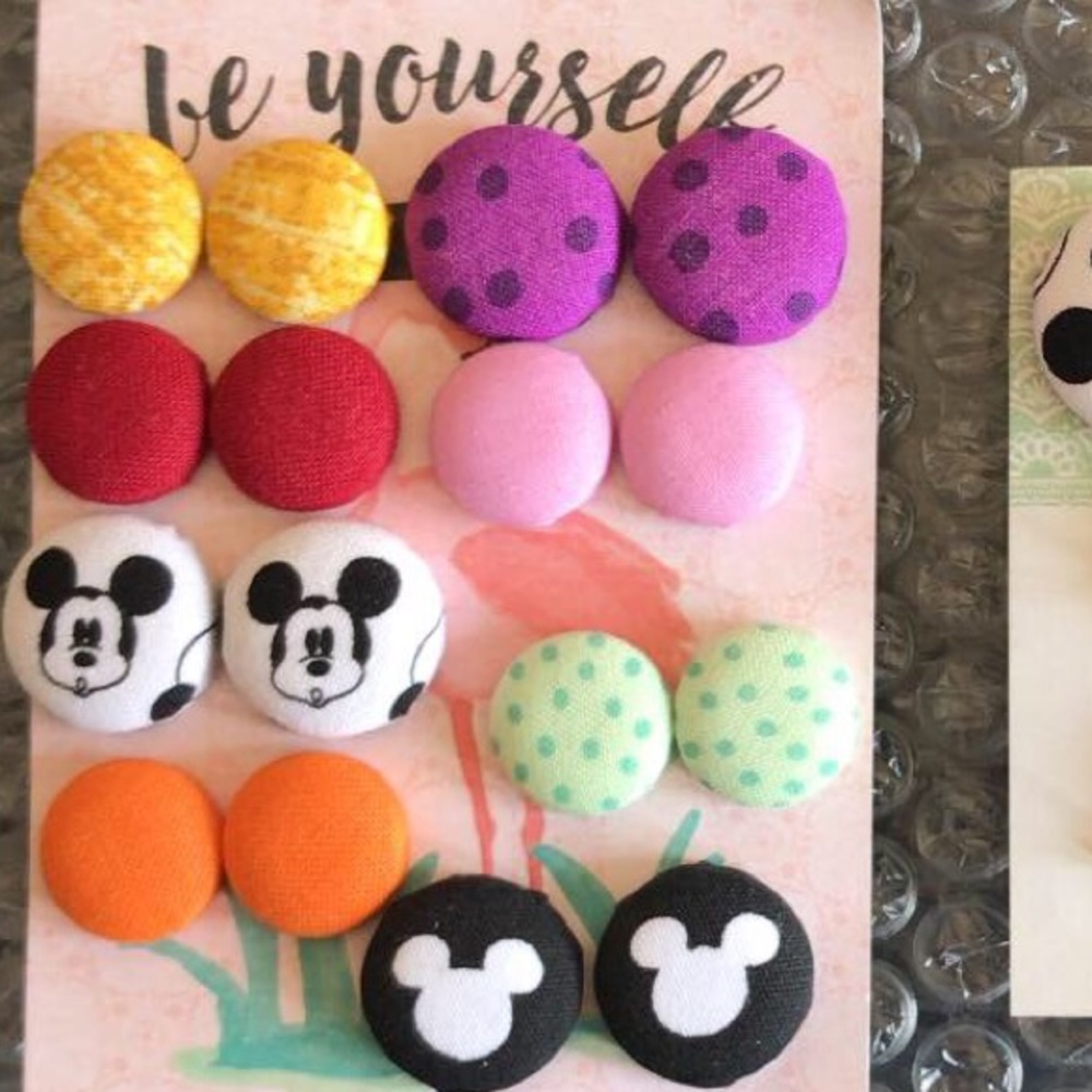 Handmade Mickey/Minnie Ears Button Earrings